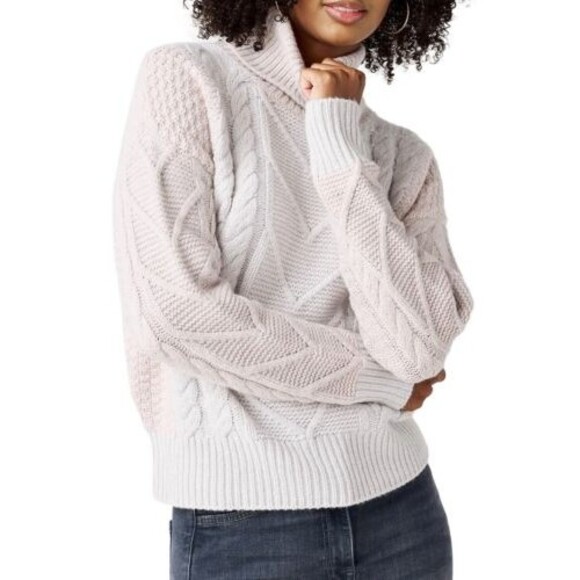 Wool Cashmere Blend Splendid Collection Sophie Turtleneck Sweater Pink XL - Picture 1 of 11